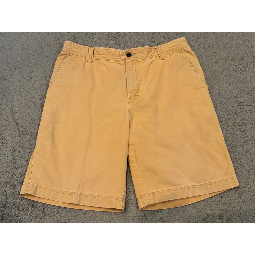 Izod Saltwater Mens 34 Chino Shorts Orange Yellow Cotton Flat Front Casual